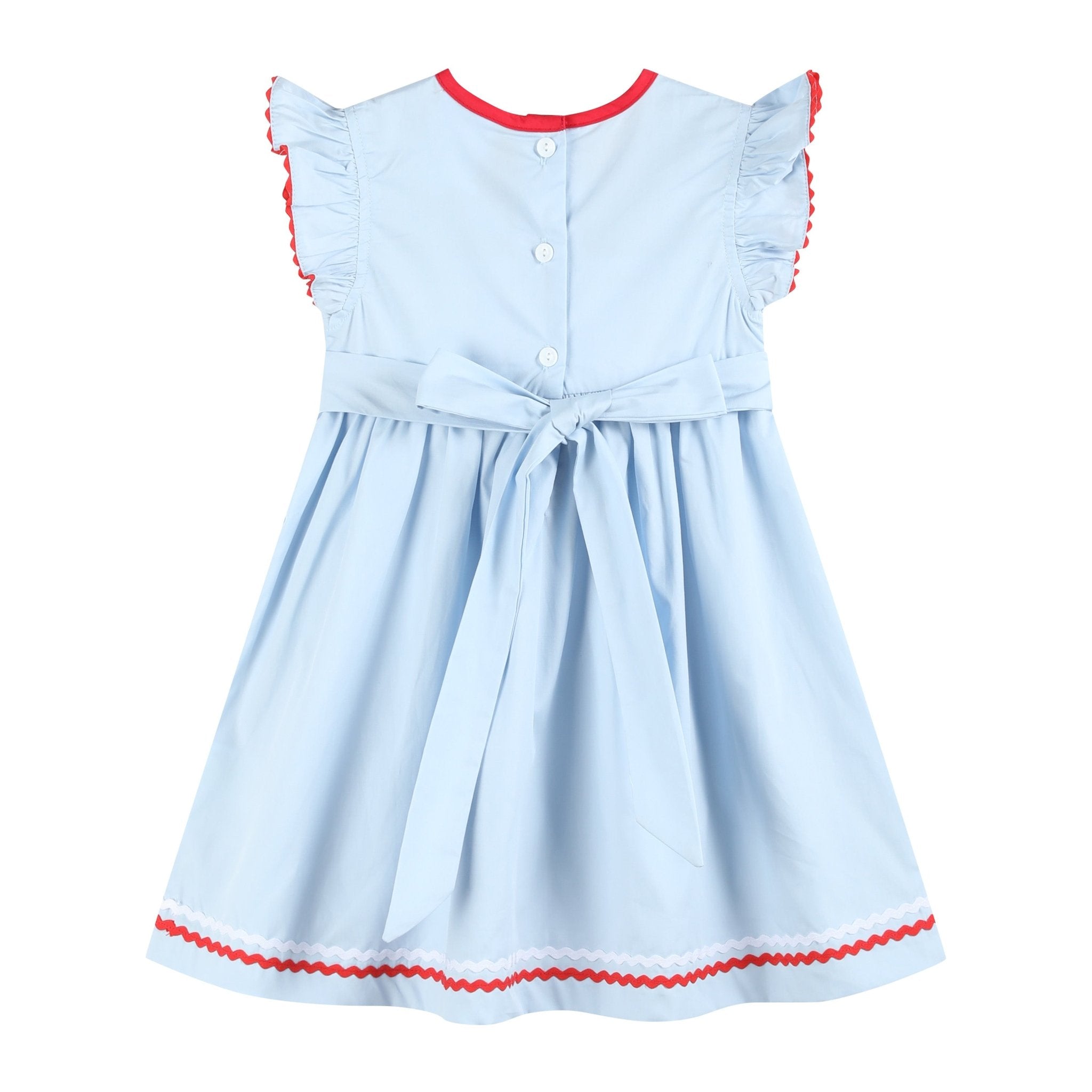 Light Blue Usa Flag Smocked Dress