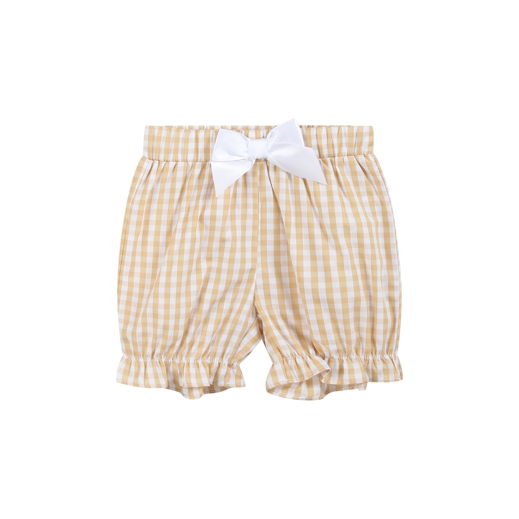 Light Brown Gingham Pumpkin Vine Dress And Bloomer Set