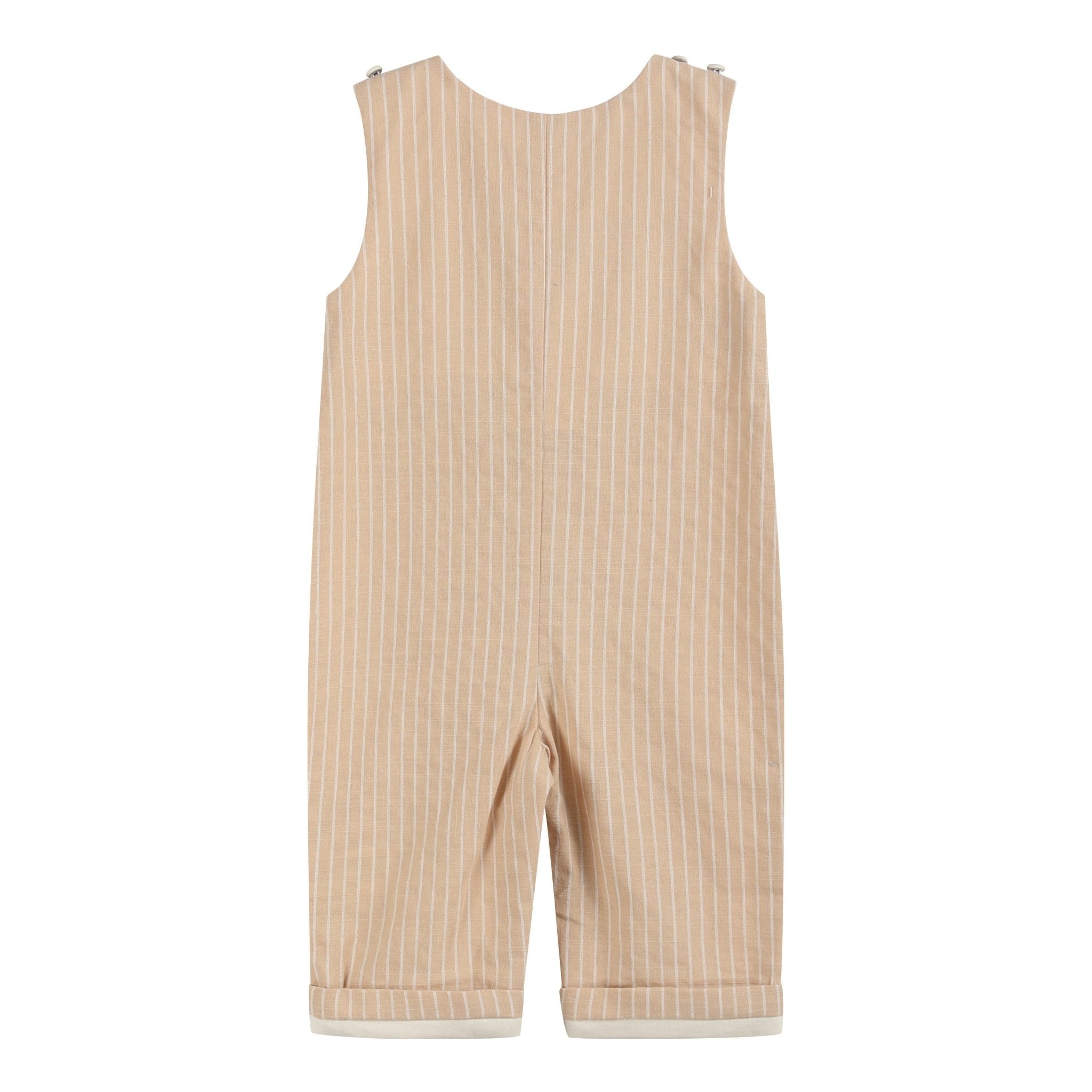 Light Brown Pinstripe Pumpkin Smocked Longalls