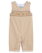 Light Brown Pinstripe Pumpkin Smocked Longalls
