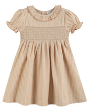 Light Brown Smocked Ruffle Dress