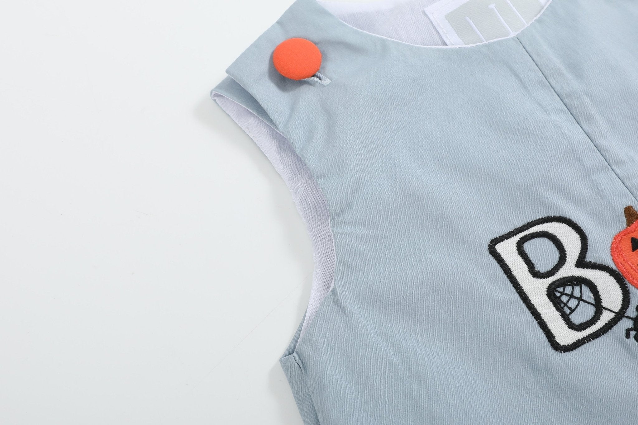 Light Gray 'boo' Applique Overalls