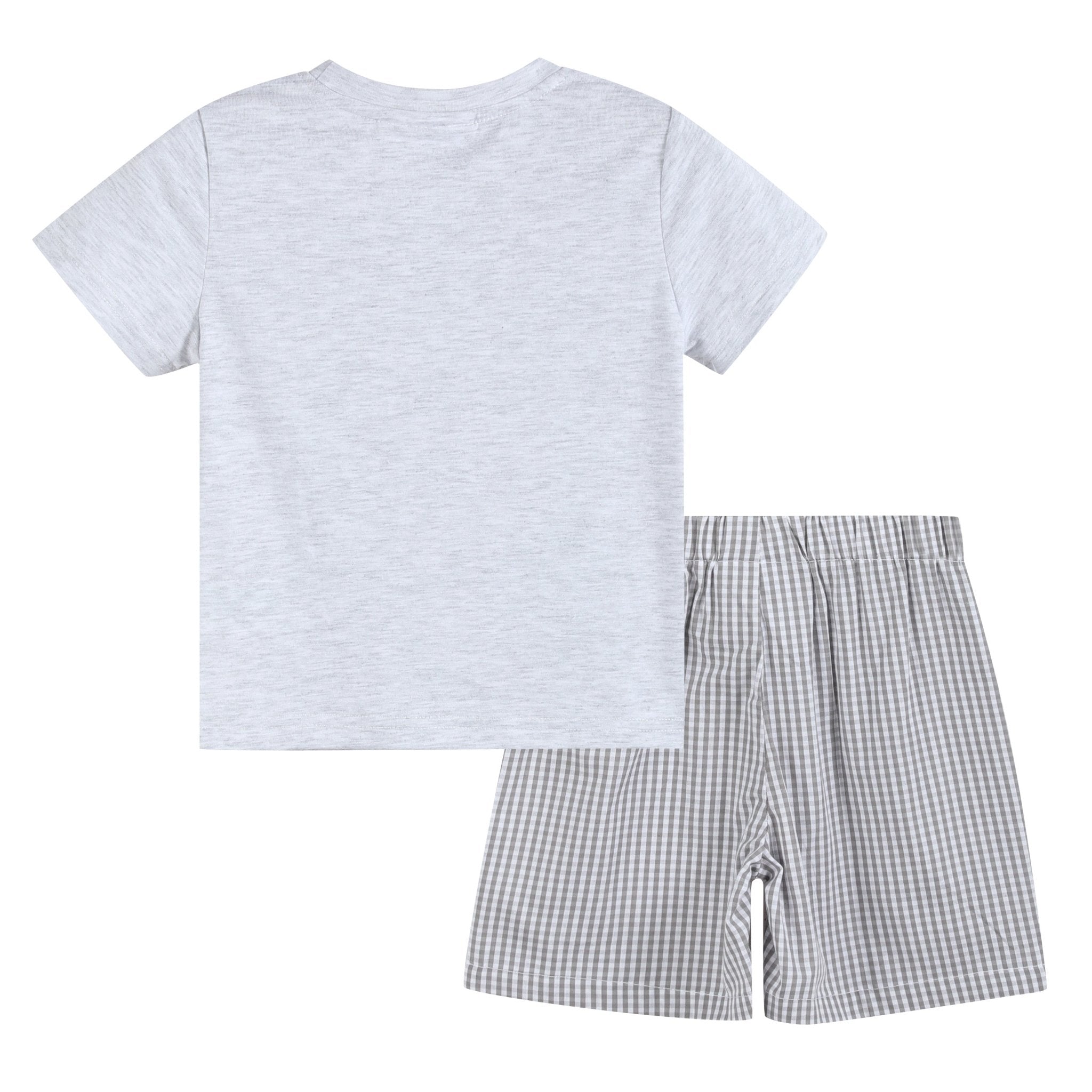 Light Gray Mallard Smocked Shirt And Shorts
