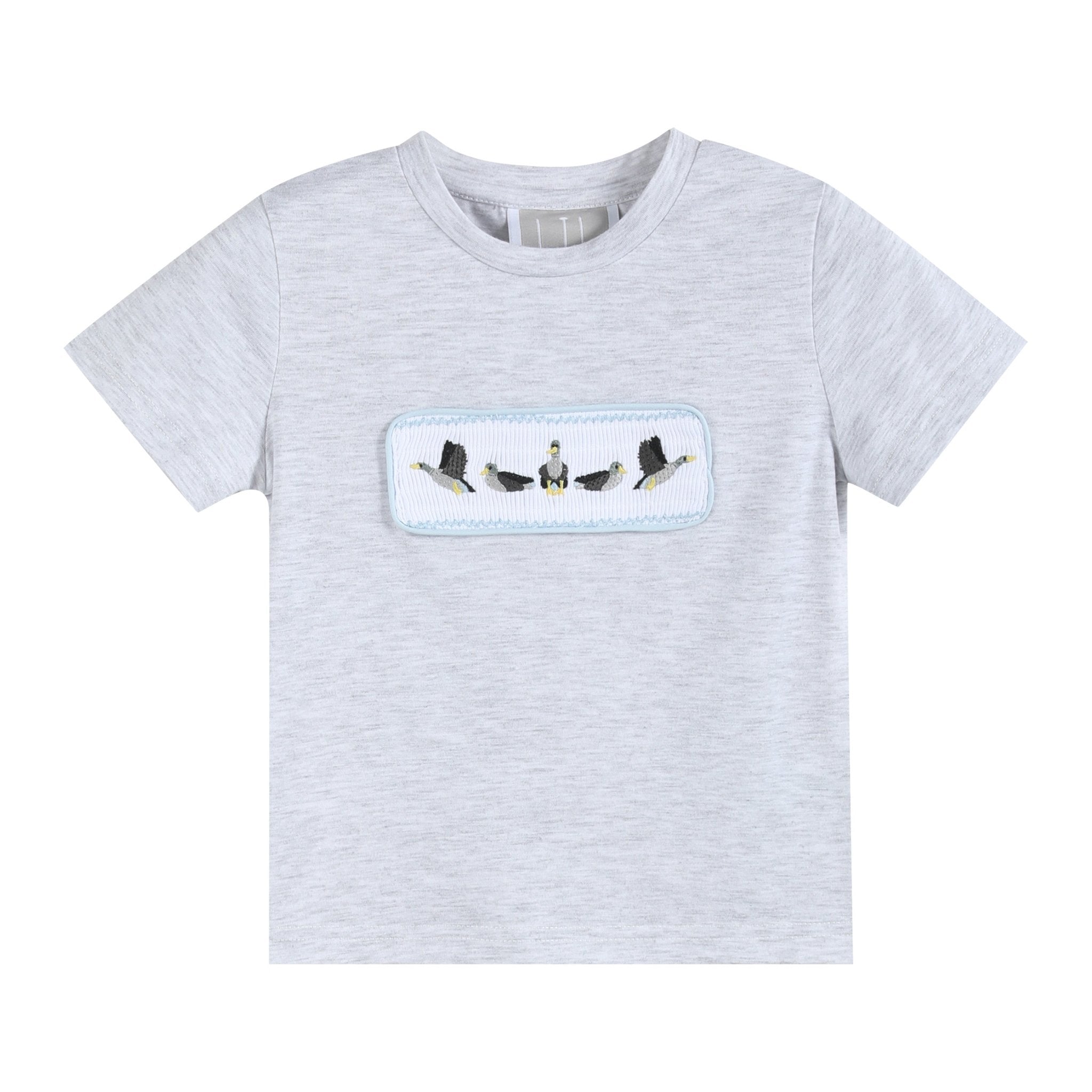 Light Gray Mallard Smocked Shirt And Shorts