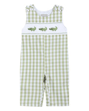 Light Green Alligator Smocked Longalls