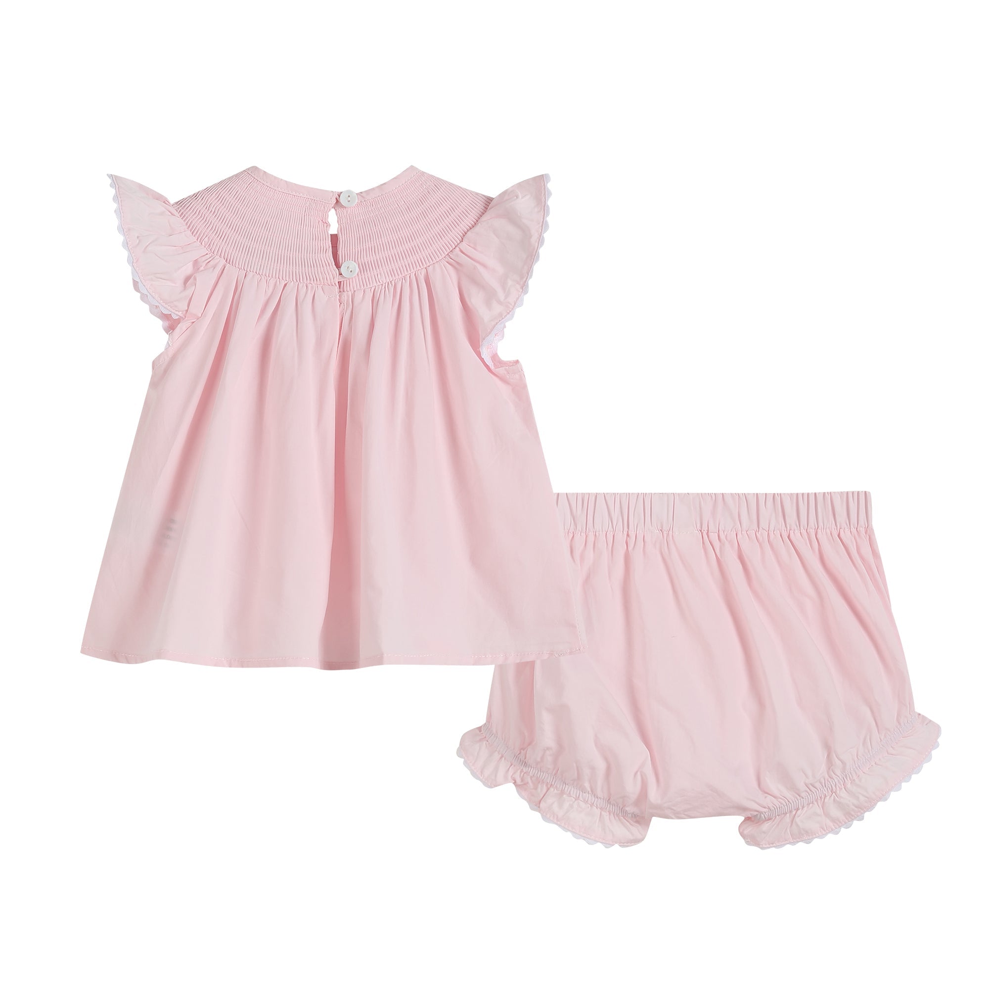 Light Pink Daisy Smocked Top And Bloomer 2 Pc Set