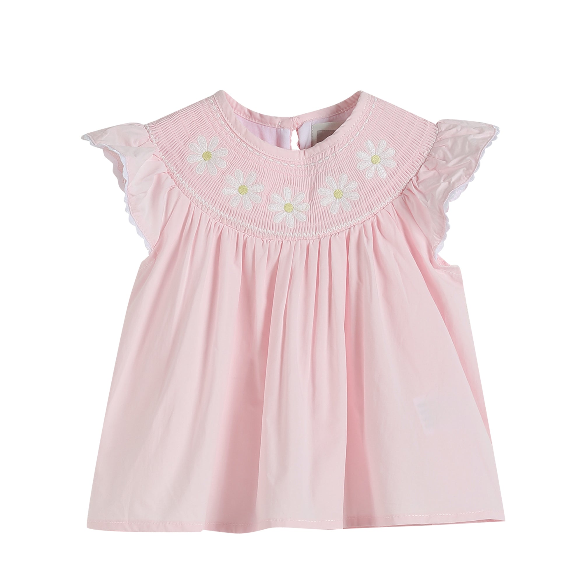 Light Pink Daisy Smocked Top And Bloomer 2 Pc Set