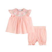 Light Pink Easter Bunny Smocked Top And Bloomer Set