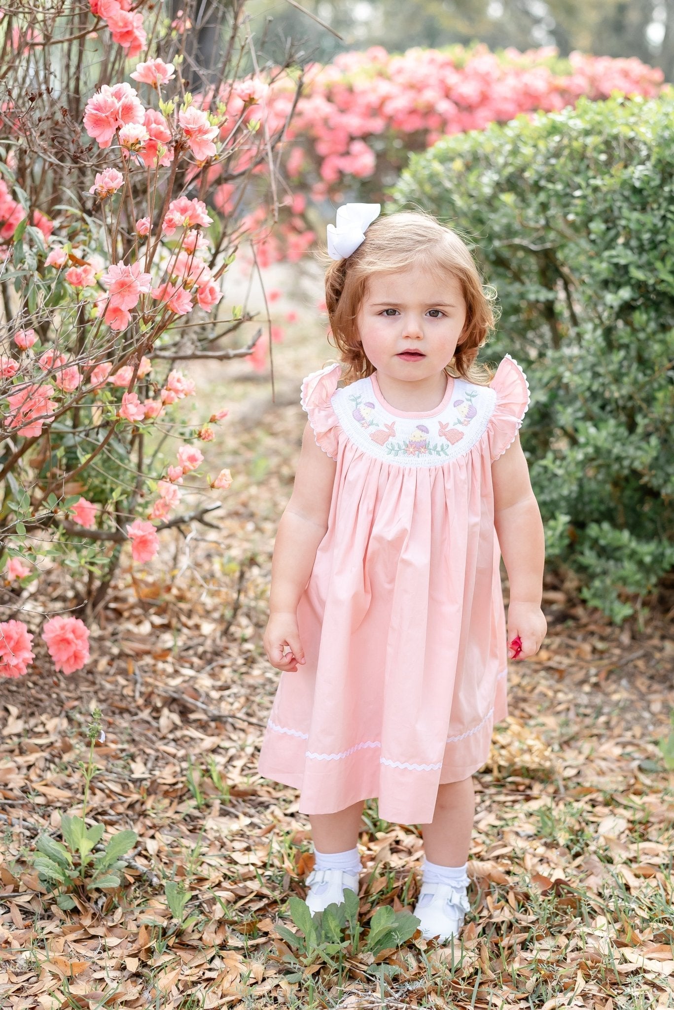 Lil Cactus Light Pink Bunny Smocked Bishop Dress – EasyTot