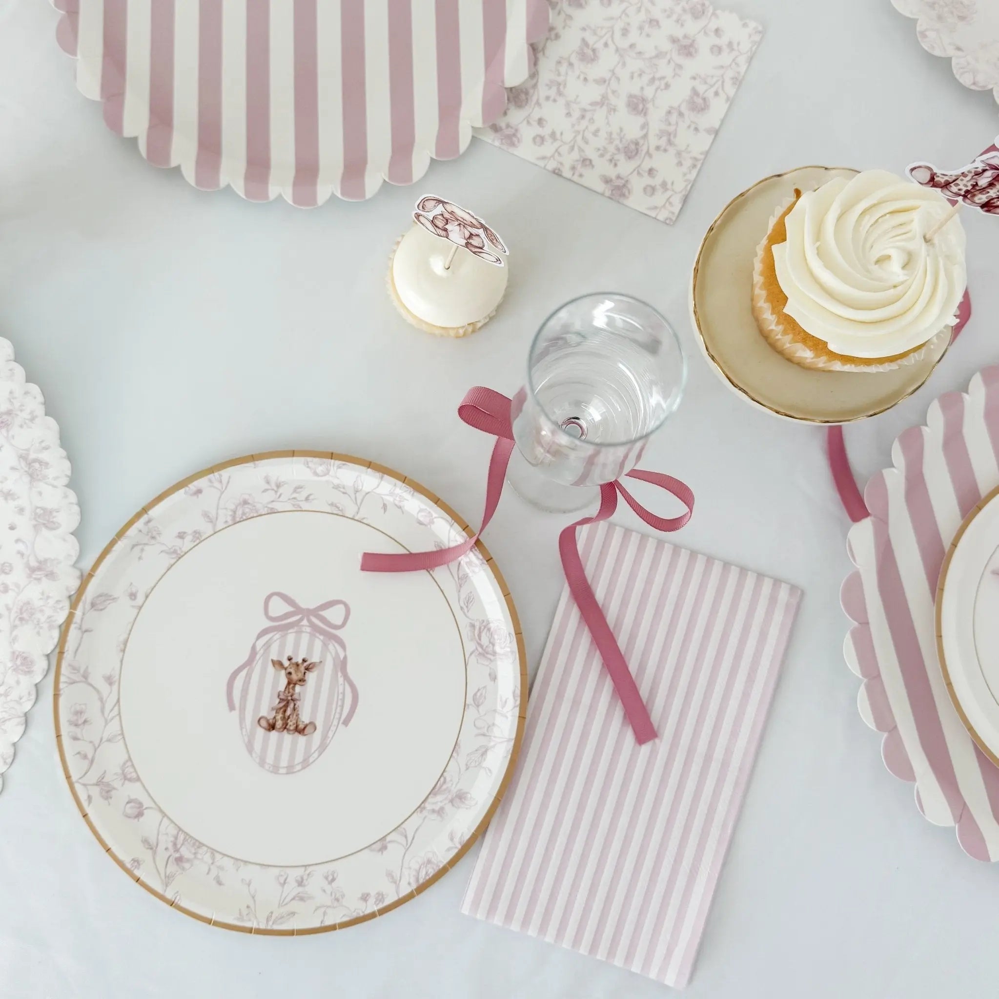 Baby Shower Toile Giraffe Plush Salad Plates, 12pcs