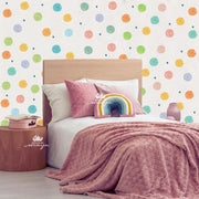 Colorful Watercolor Polka Dots - Fabric Nursery Wall Art Decals