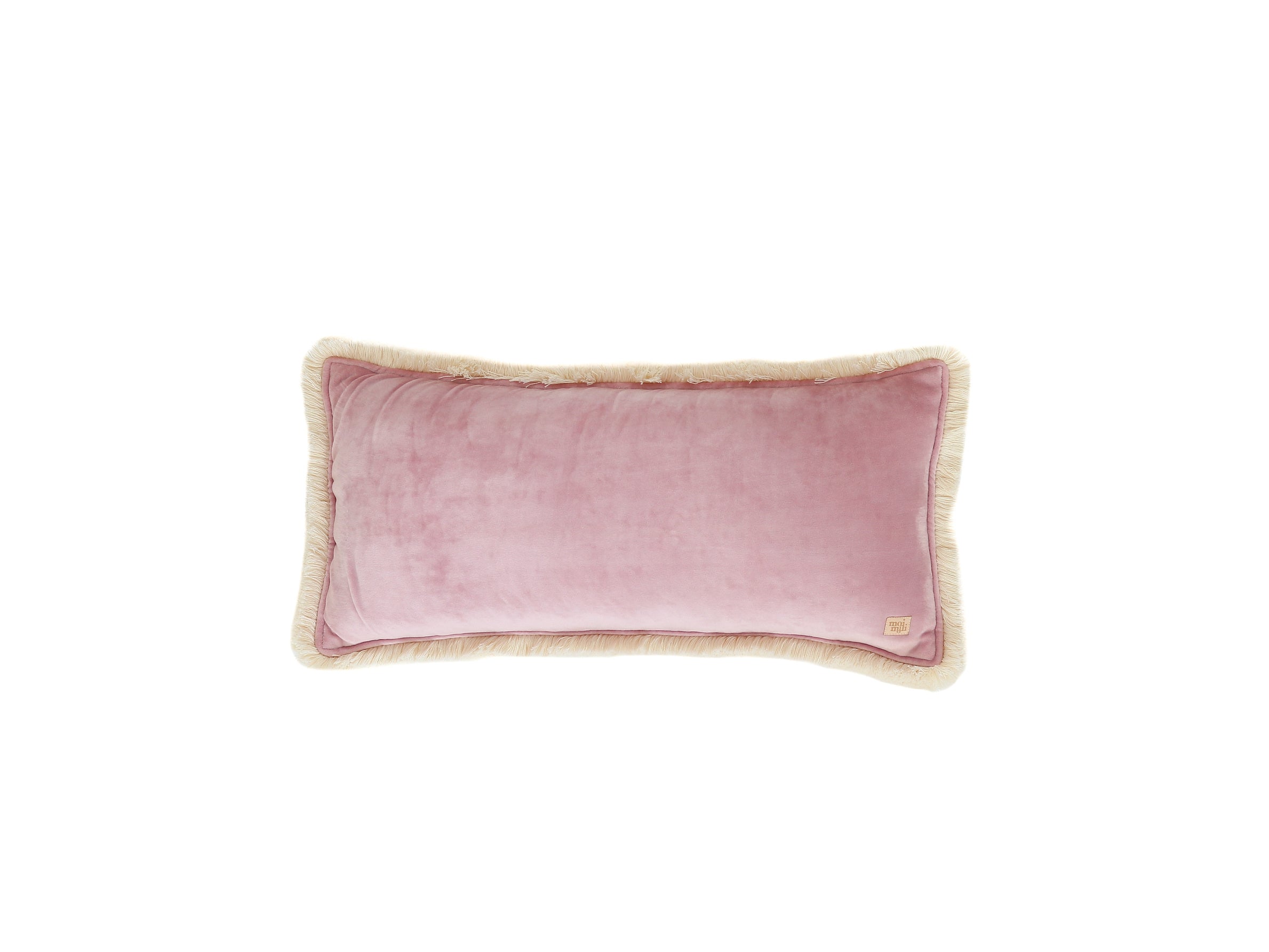 Soft Velvet "light Pink" Bolster Pillow With Fringe