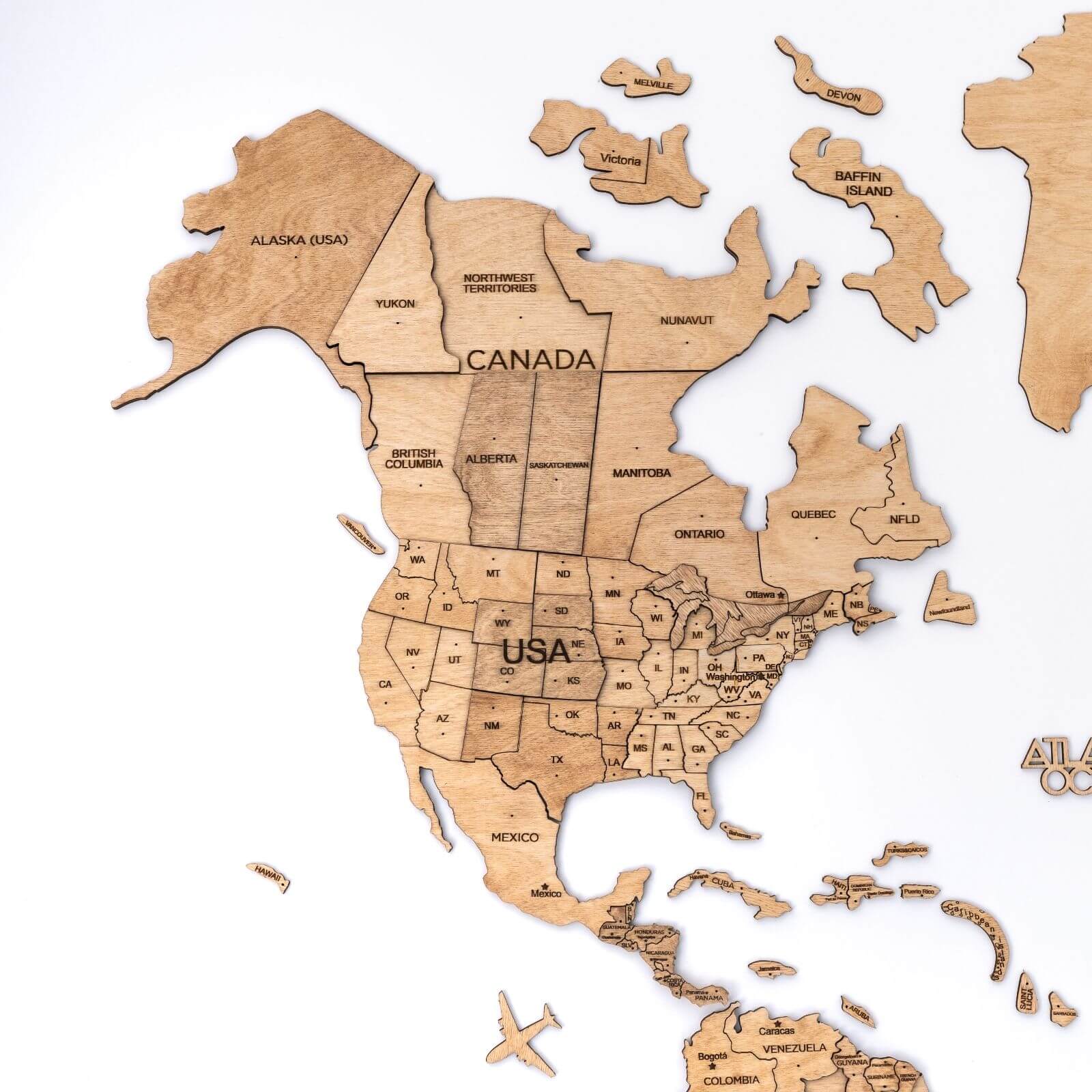 3d Wooden World Map Light