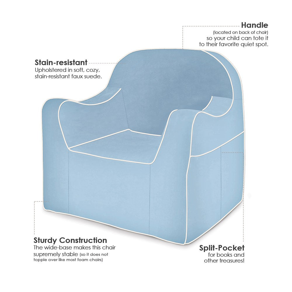 Reader Children's Chair - Light Blue with White Piping