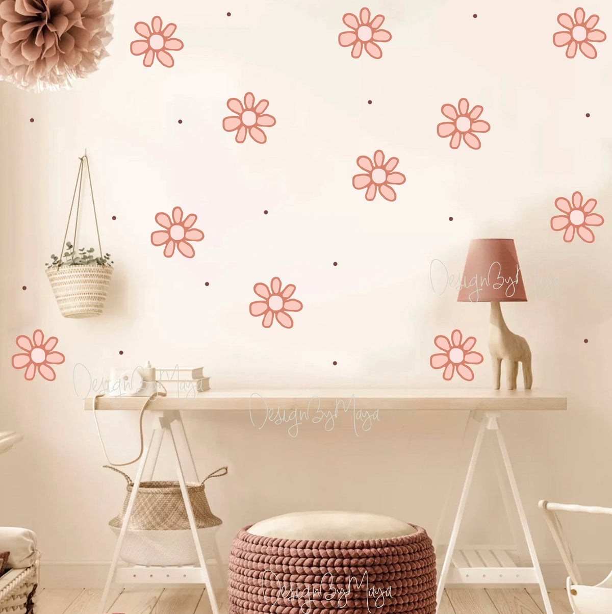 Daisy Flowers - Fabric Nursery Wall Art Decals