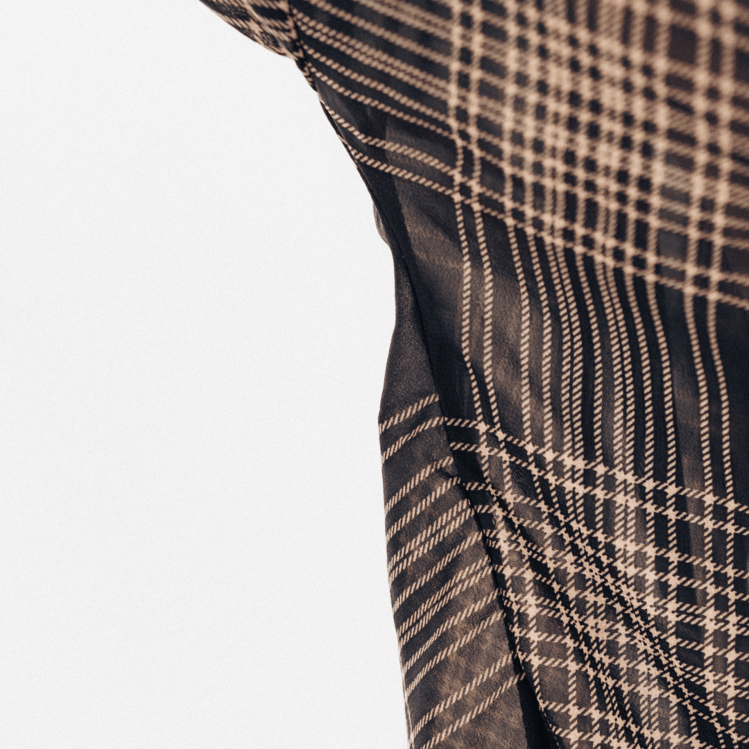 Black Plaid Ice Silk Shirt- Women