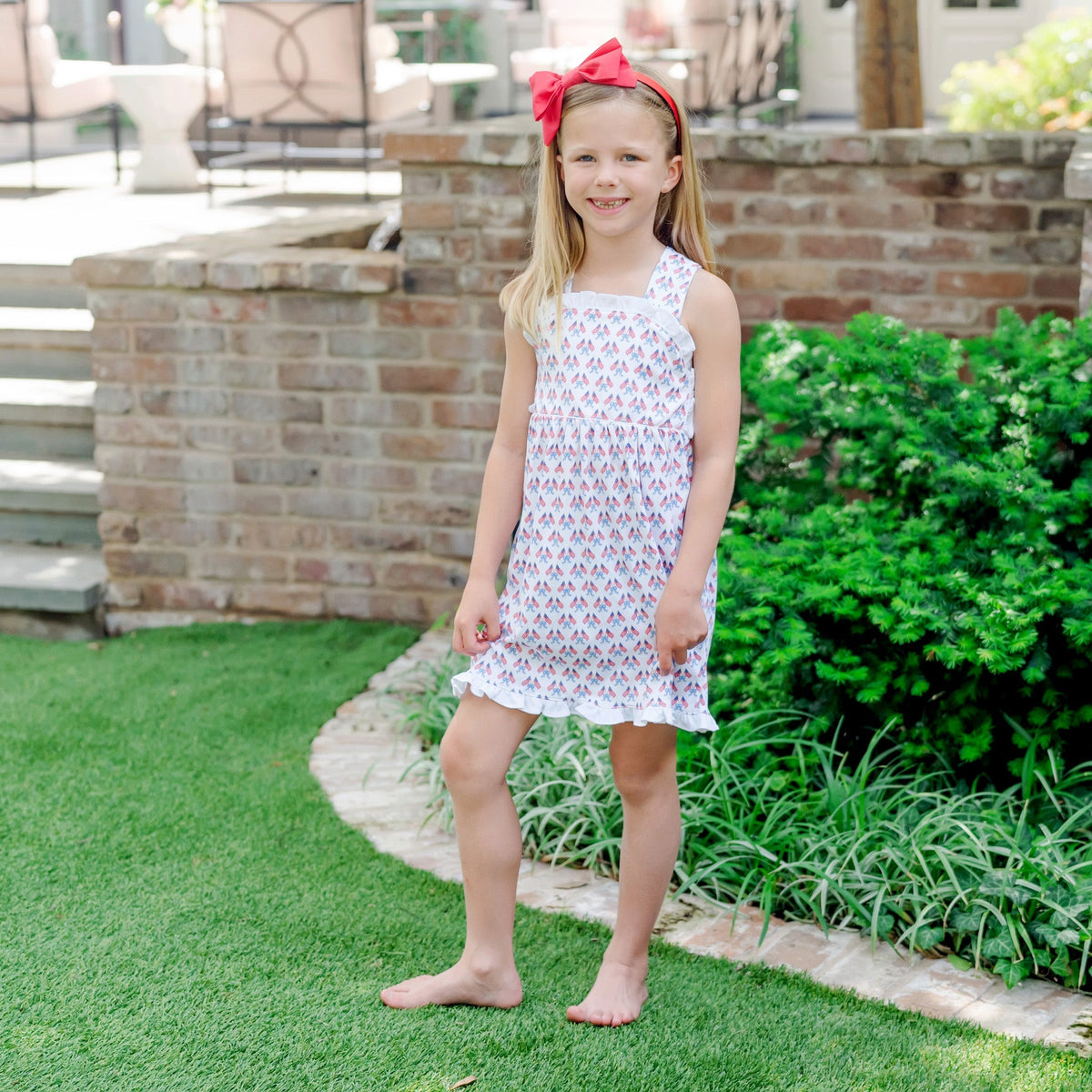Eden Girls' Dress - Stars, Stripes And Bows