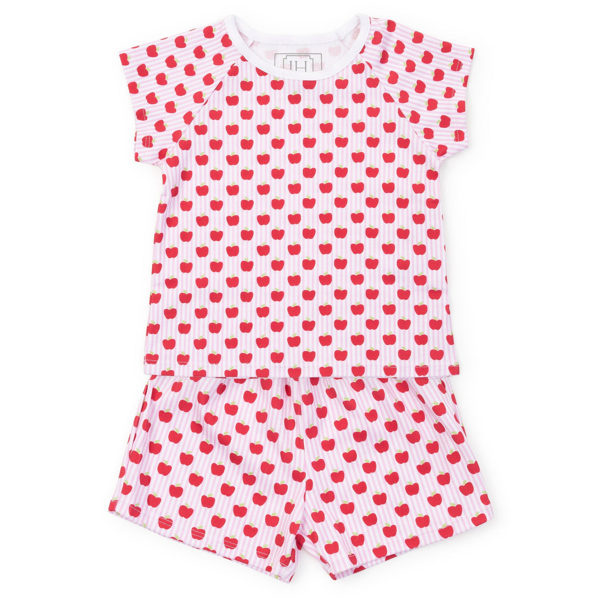 Emery Girls' Short Set - Schoolhouse Apples Pink