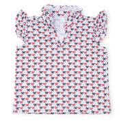 Ellie Girls' Sleeveless Performance Top By Lh Sport - Put A Bow On It Patriotic