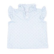 Ellie Girls' Sleeveless Performance Top By Lh Sport - Trellis Bloom Blue