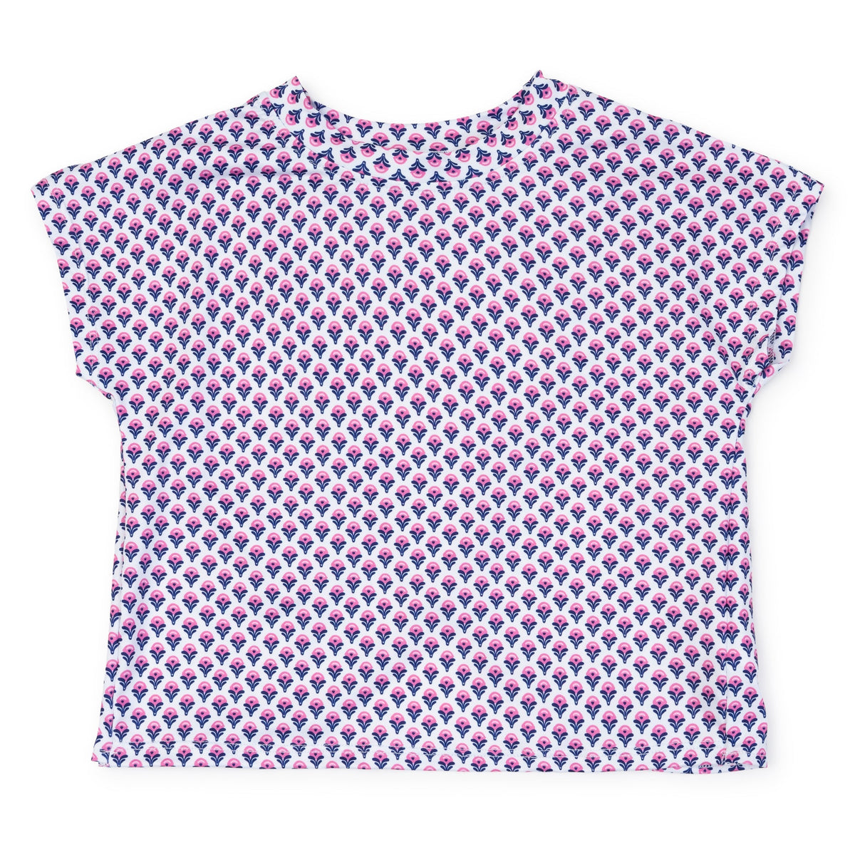 Sloane Girls' Short Sleeve Performance Top By Lh Sport - Boho Flora Hot Pink Navy