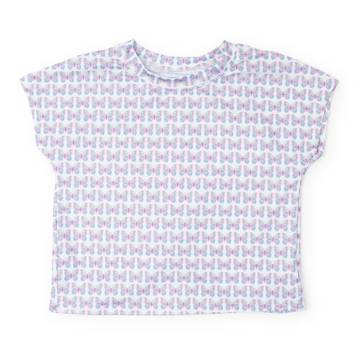 Sloane Girls' Short Sleeve Performance Top By Lh Sport - Peace Love Butterflies Pink Multi