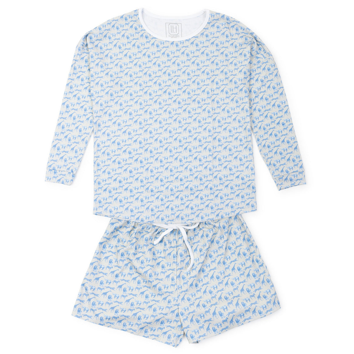 Anna Women's Longsleeve Short Set - Blue Savanna Safari
