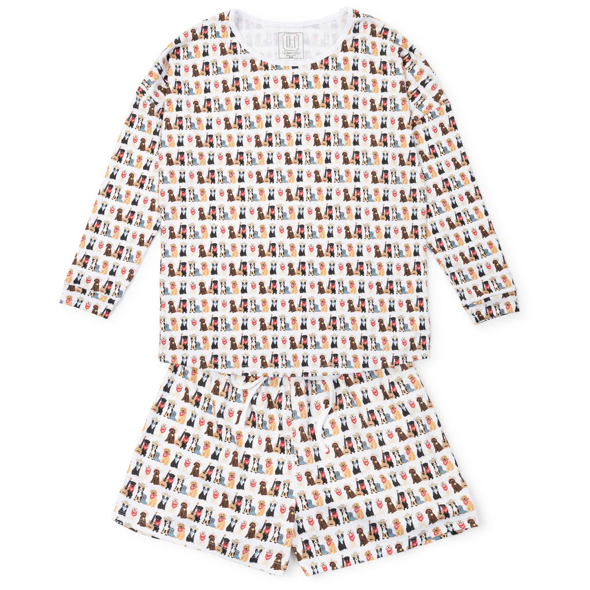 Anna Women's Longsleeve Short Set - Western Pups