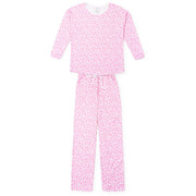 Audrey Women's Longsleeve Top Pant Set - Confetti Hearts Pink