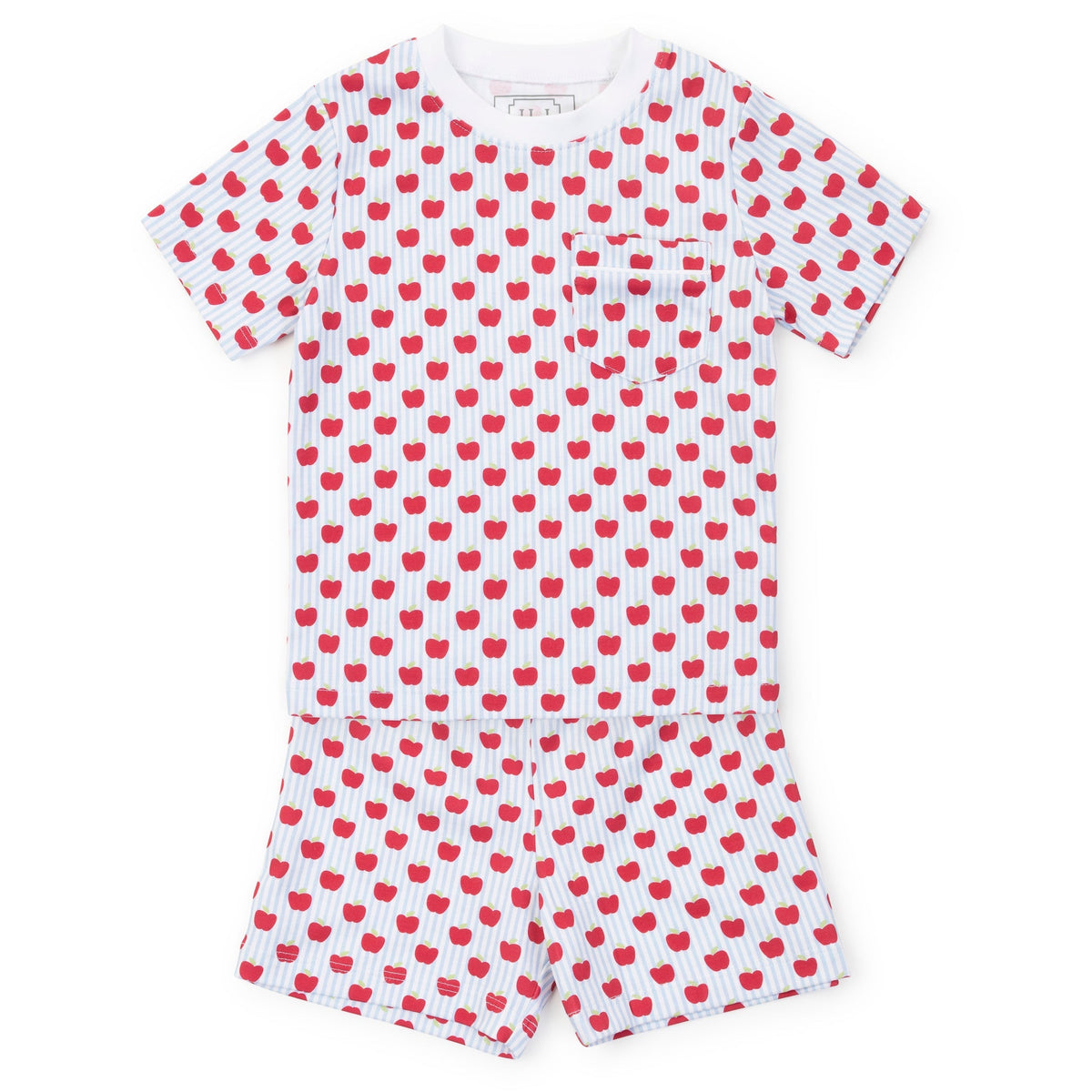 Charles Boys' Short Set - Schoolhouse Apples Blue