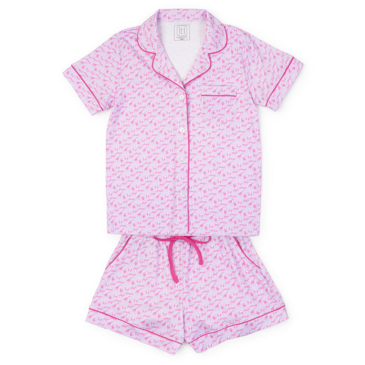 Claire Women's Pajama Short Set - Pink Savanna Safari