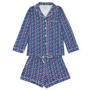 Elizabeth Women's Longsleeve Short Set - Christmas Candy Blue