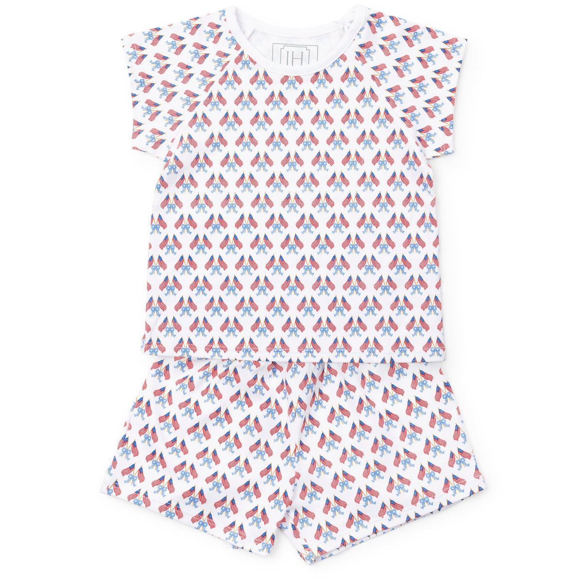 Emery Girls' Short Set - Stars, Stripes And Bows