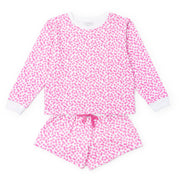 Janann Women's Sweatshirt Short Set - Confetti Hearts Pink