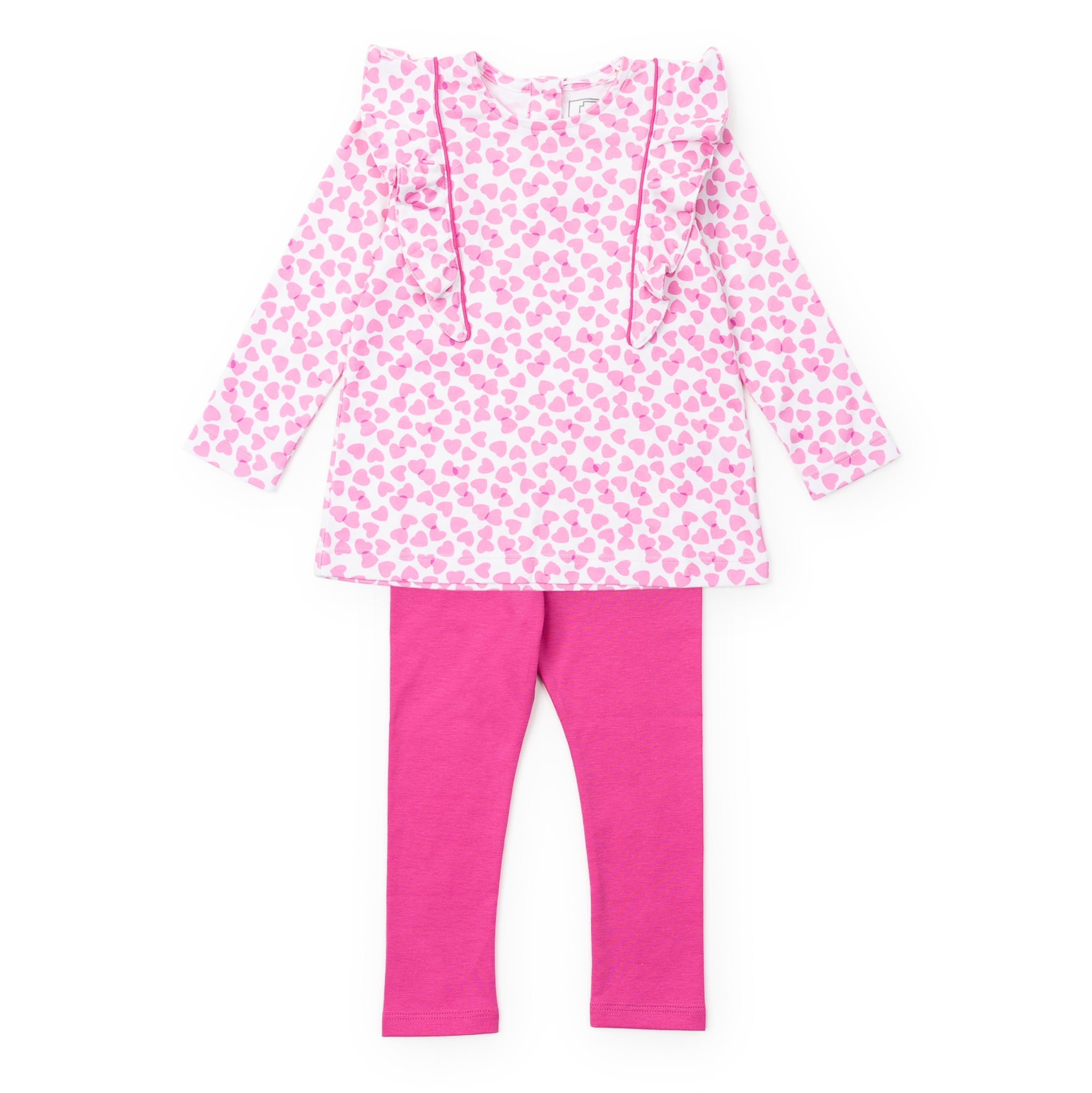 Olive Set Girls' Legging Set - Confetti Hearts Pink
