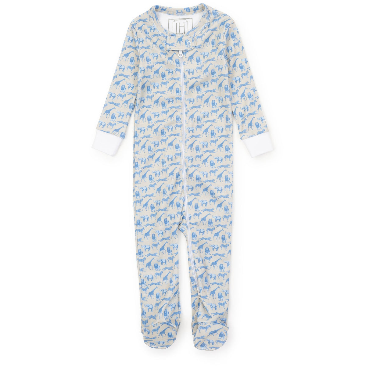 Parker Boys' Zipper Pajama - Blue Savanna Safari