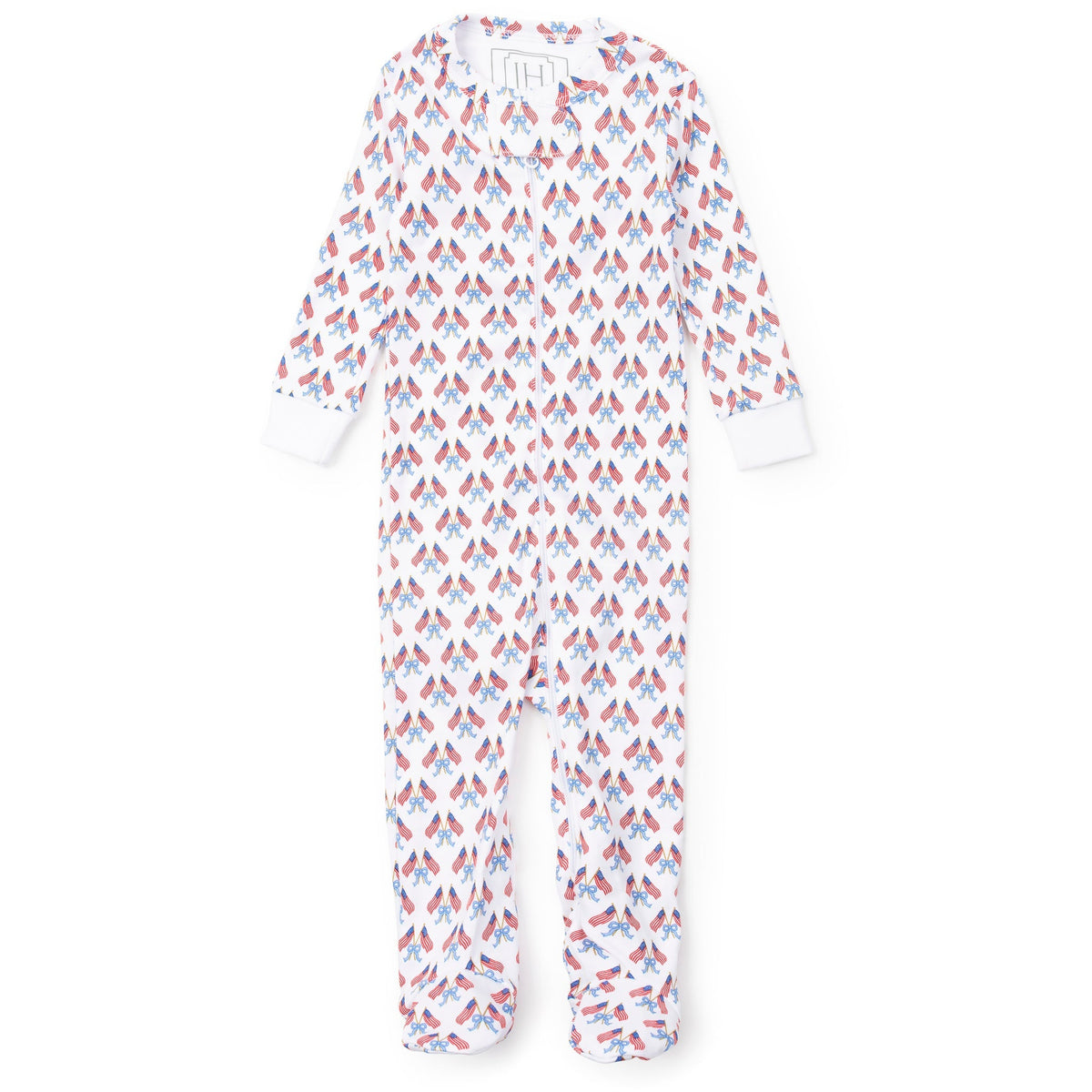 Parker Girls' Zipper Pajama - Stars, Stripes And Bows