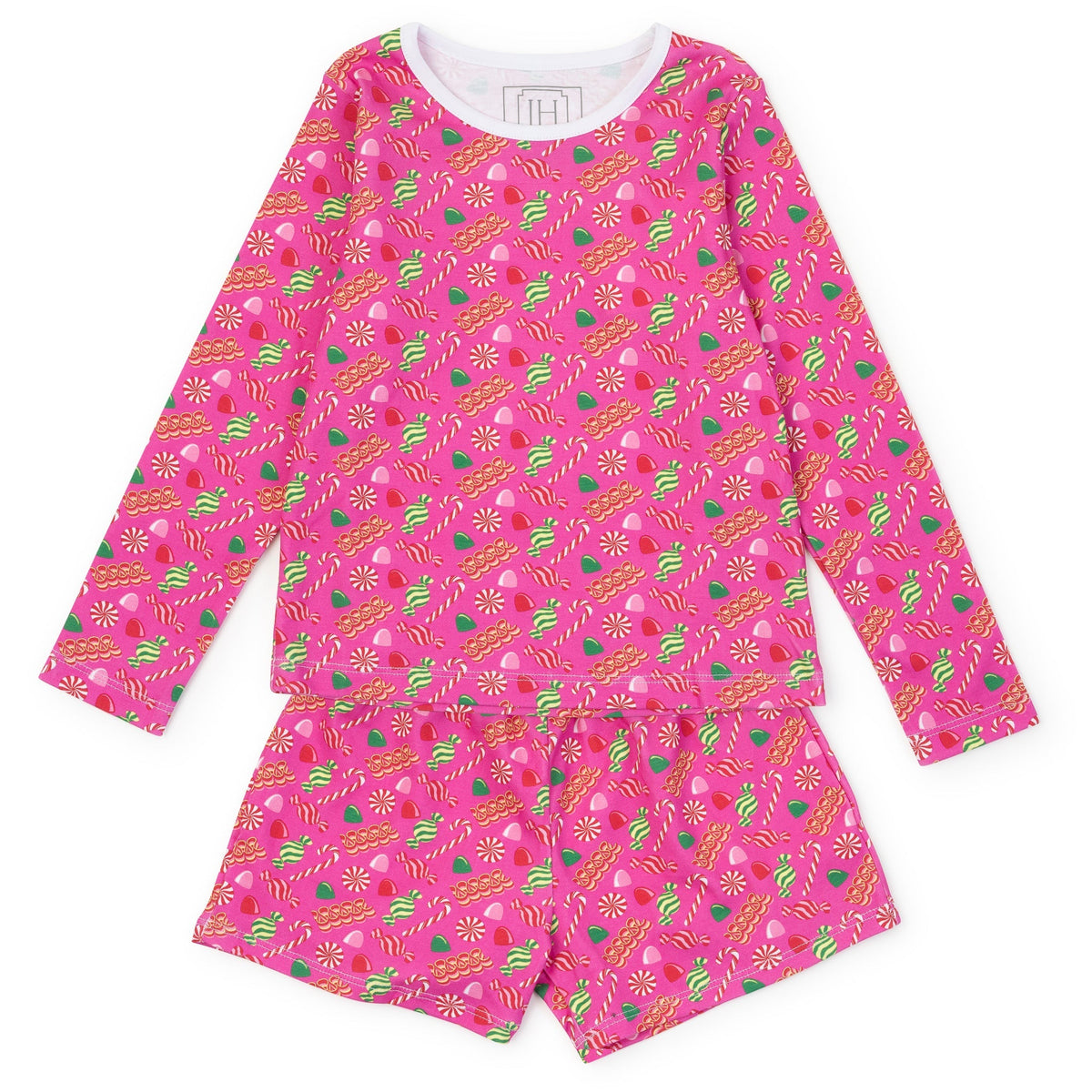 Sophie Girls' Short Set - Christmas Candy Pink