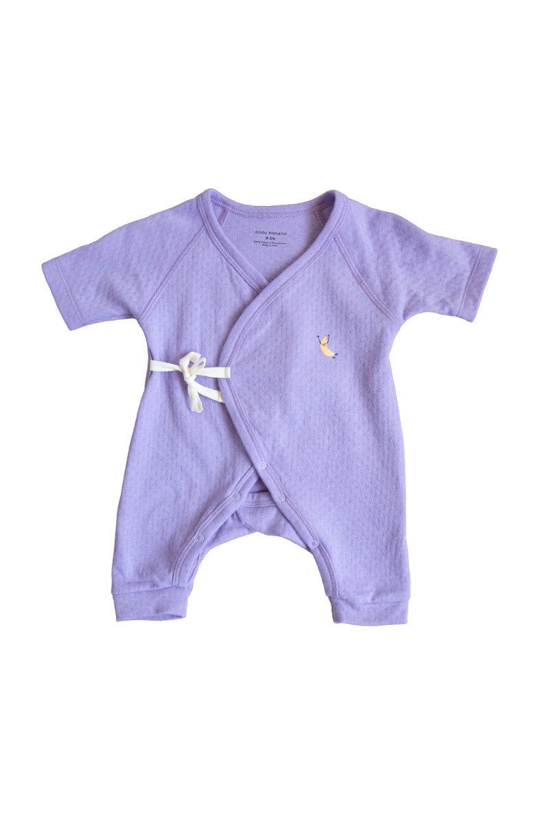 Lilac Pointelle Baby Kimono Onesie