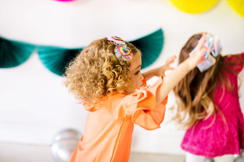 Carnival Bows Kids Hair Clips- Pink And Green