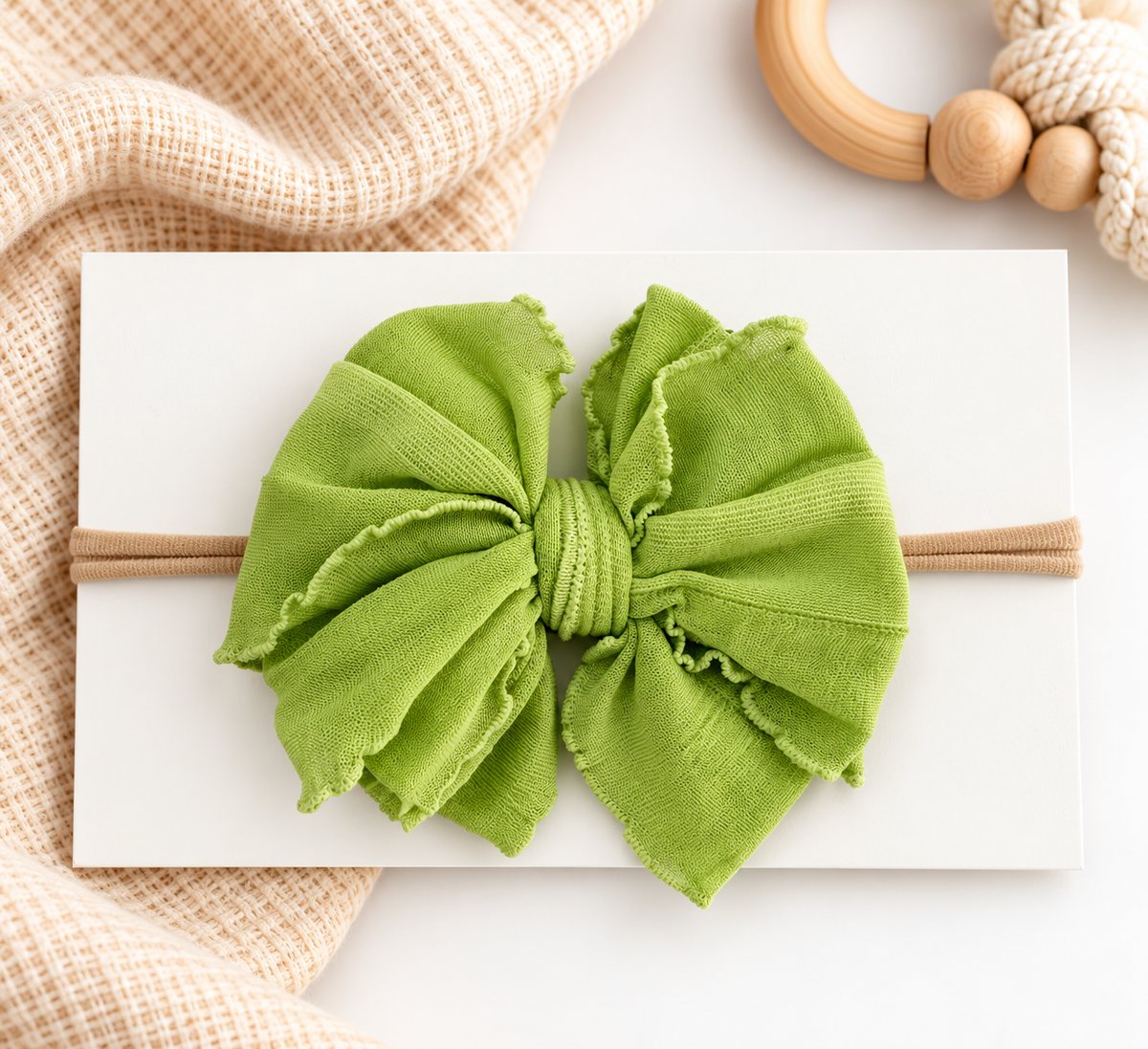 Lime | Skinny Mini Nylon Ruffled Baby Headband