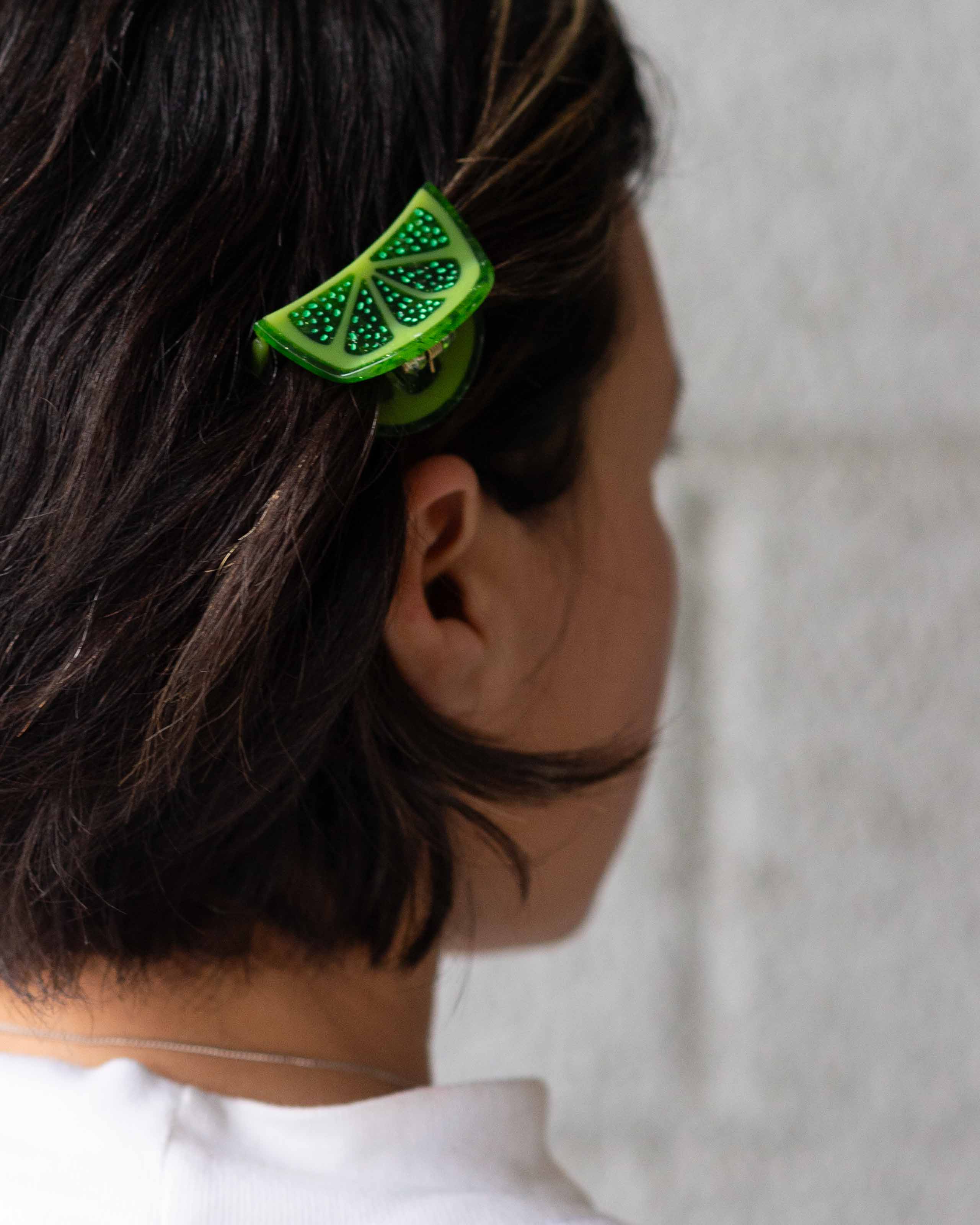 Mini Lime Slice Hair Claw Clip