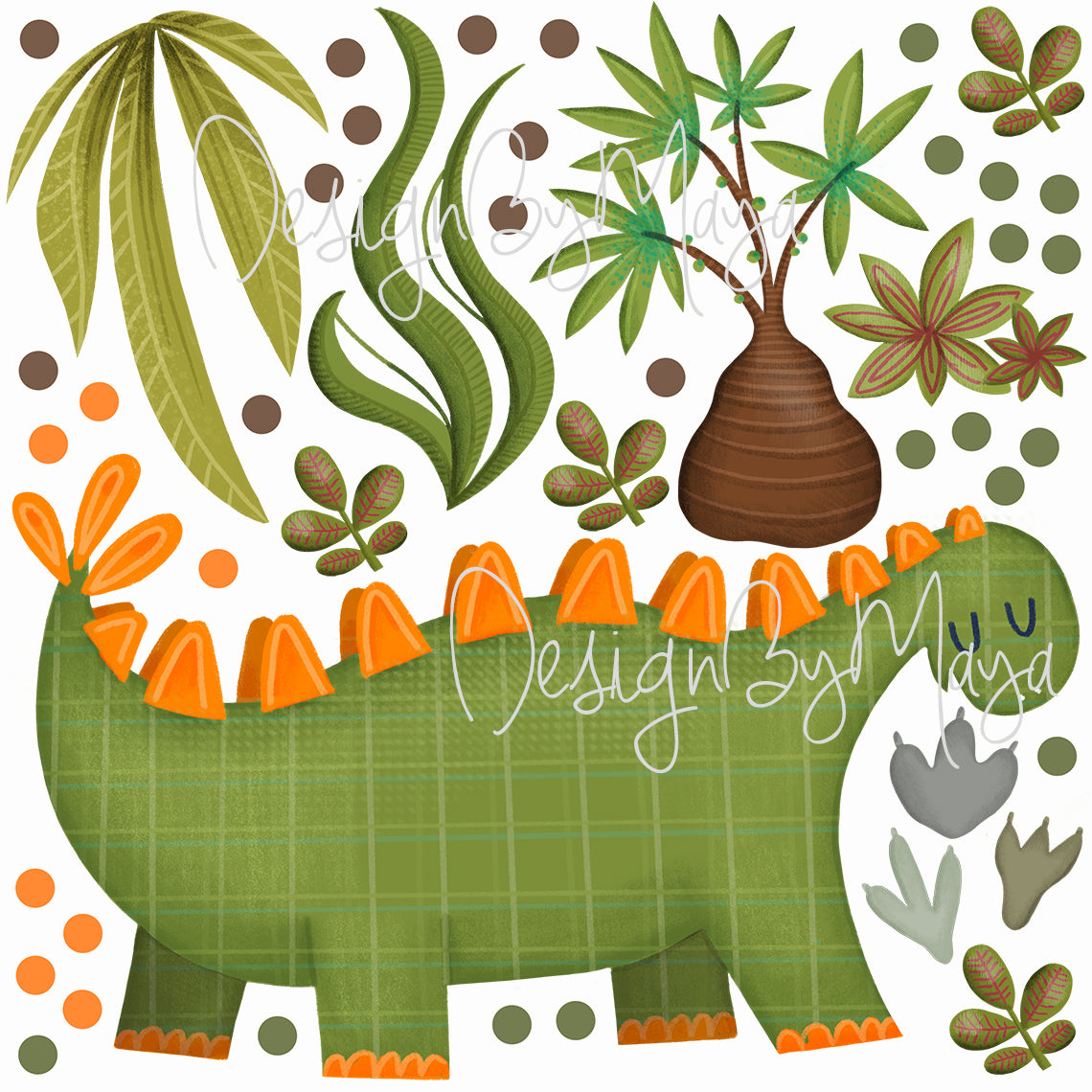 Dinosaur Decals - Fabric Nursery Wall Art Decals