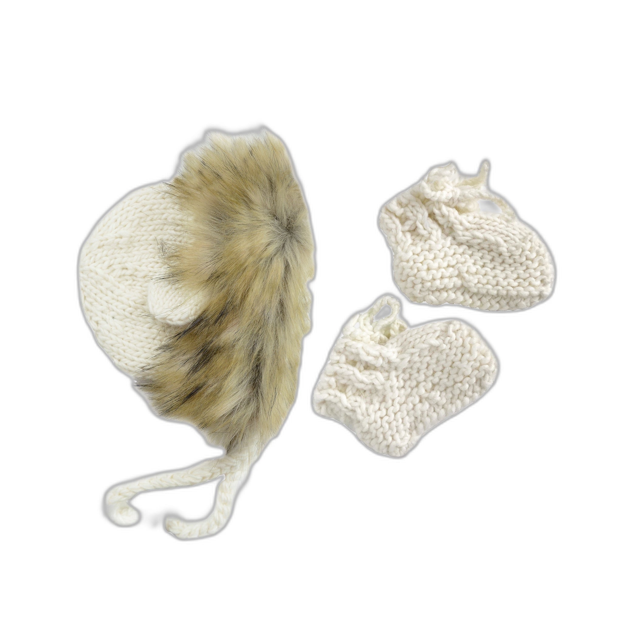 Baby Lion Hat And Booties Set, Cream