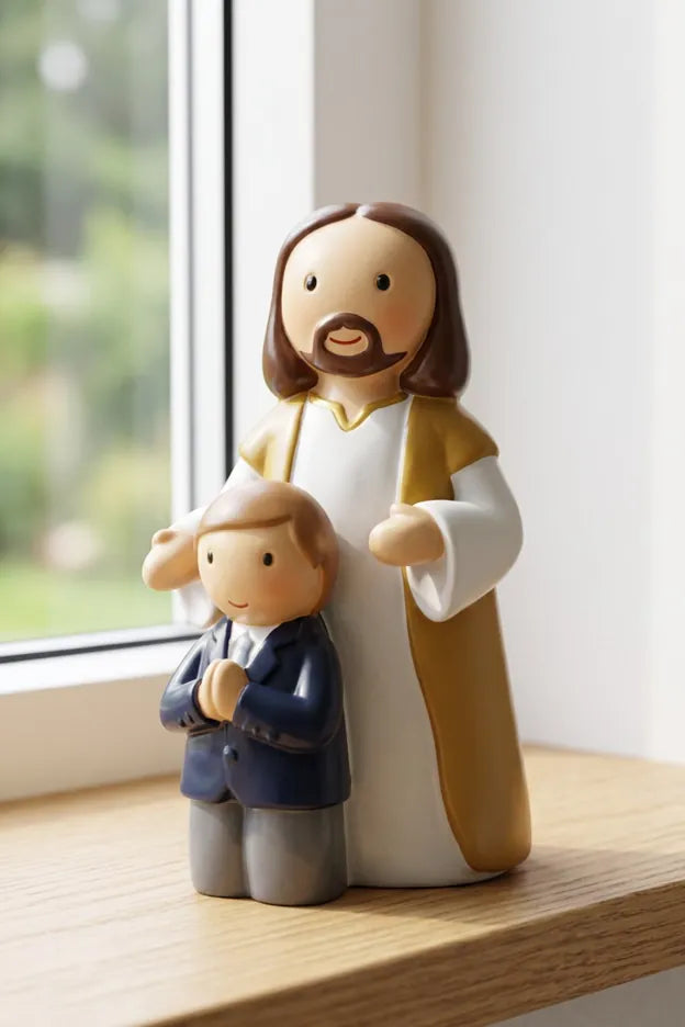 Walking With Jesus —  Boy Miniature Saint Statue