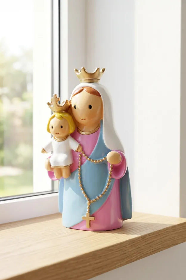 Our Lady Of The Rosary Miniature Saint Statue