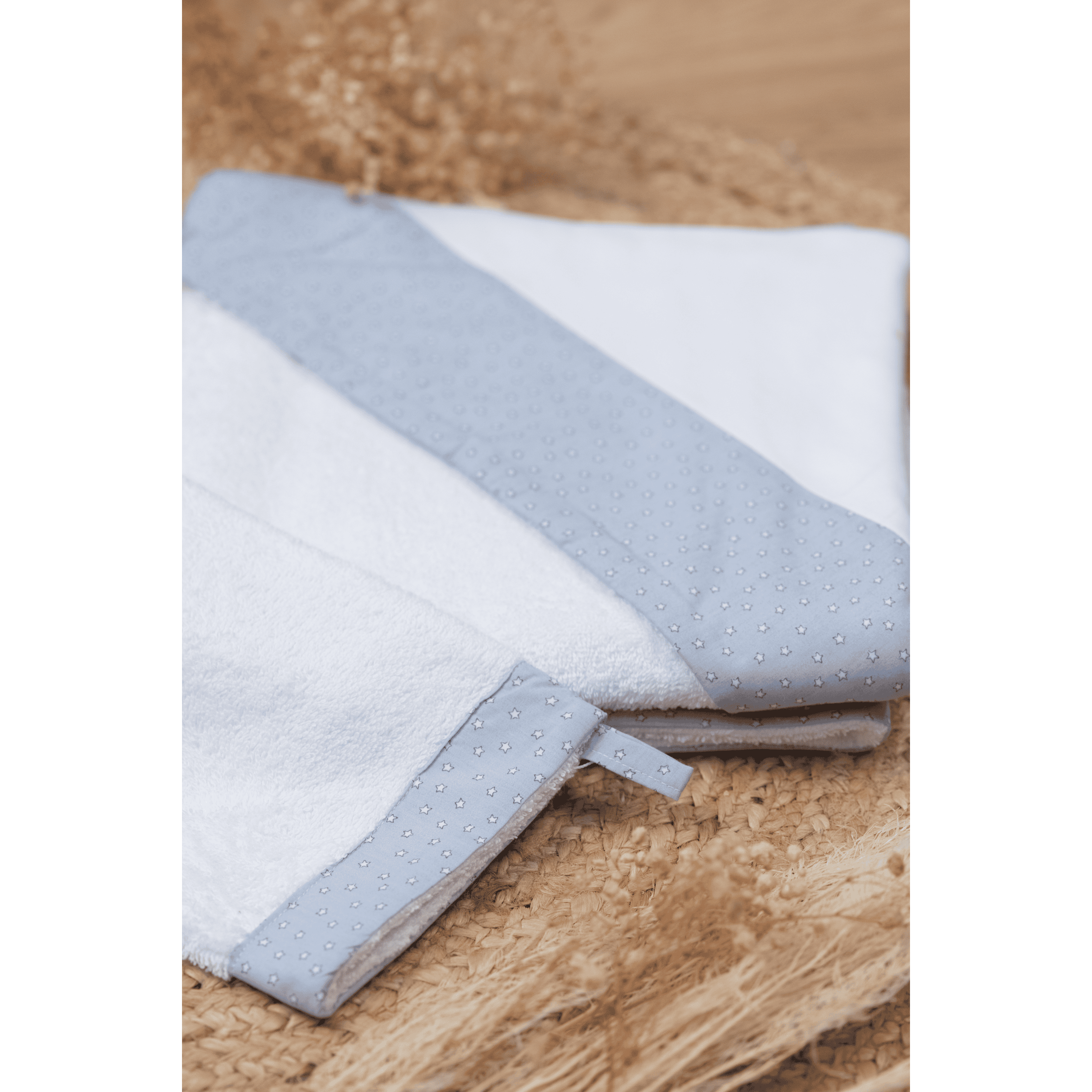 Little Stars | Boys White & Blue Hooded Baby Towel & Mitt Set
