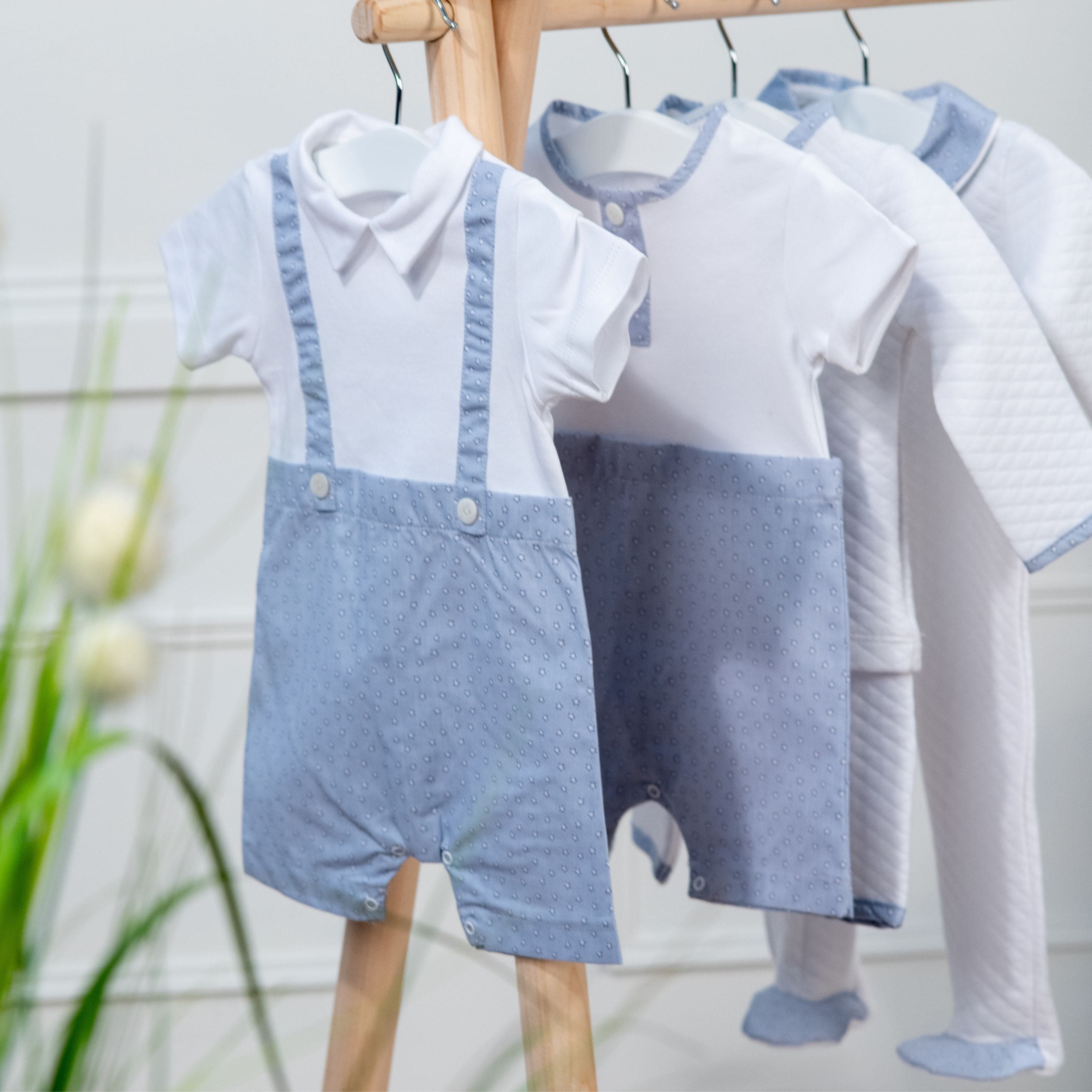 Little Stars | Boys White Quilted Cotton Zipper All-in-one