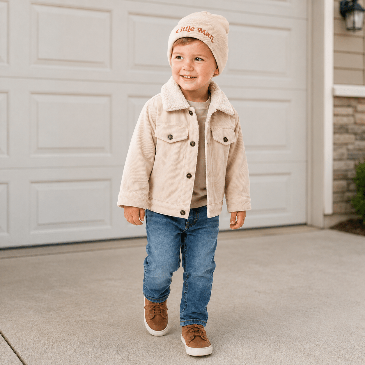 Matching Knit Hats- Little Man- Beige