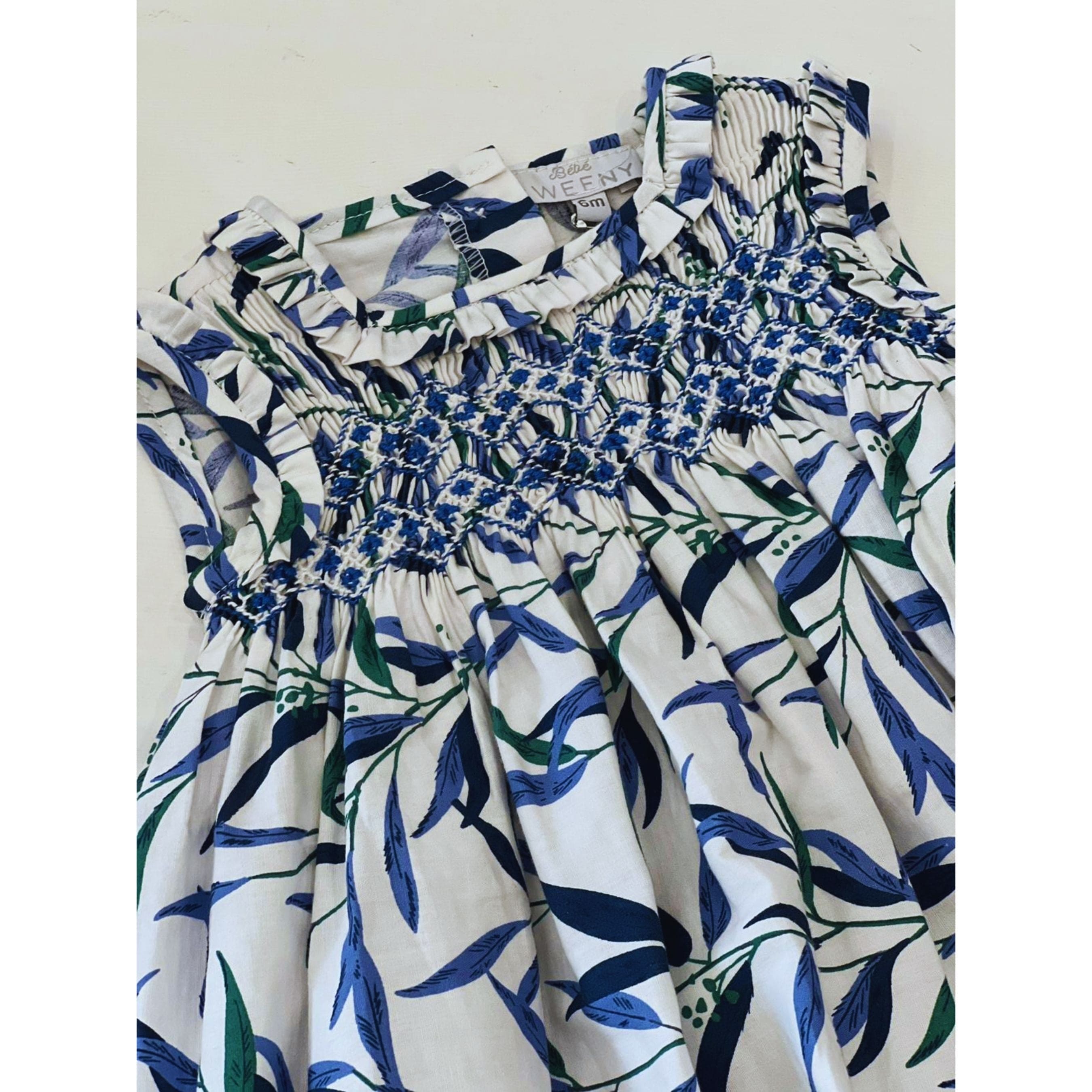 Livy | Gils Blue & Green Floral Smocked Dress